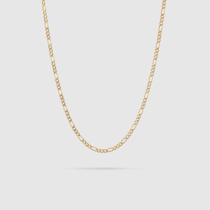 10K Yellow Gold Hollow Figaro Chain Necklace
